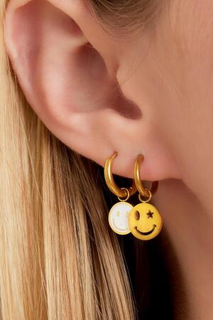 Stainless steel earring smiley and star Gold h5 Picture2